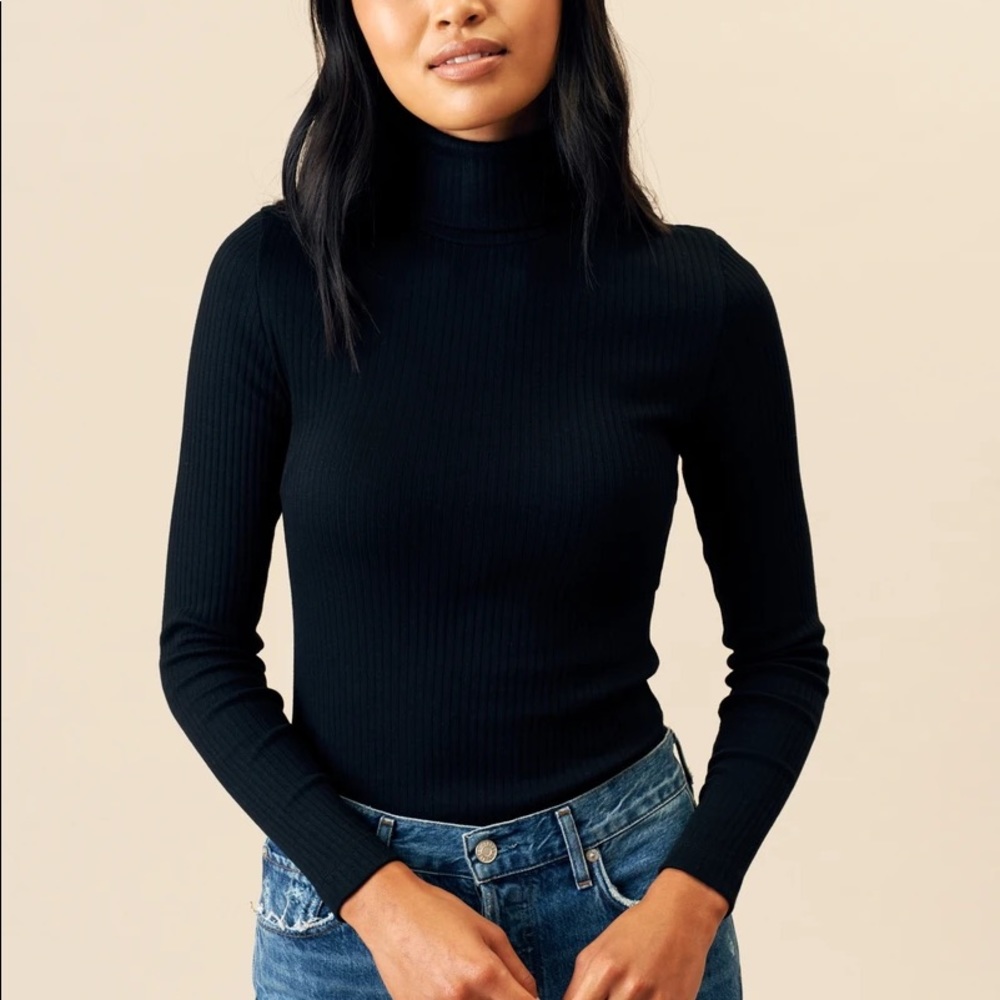 SOLD Kotn black ribbed turtleneck